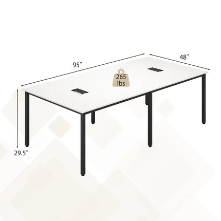 8 Feet Conference Room Table Large Meeting Table Seats up to 10 People-White - White - Standing Desks