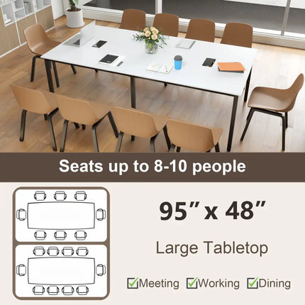 8 Feet Conference Room Table Large Meeting Table Seats up to 10 People-White - White - Standing Desks