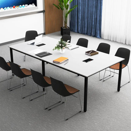 8 Feet Conference Room Table Large Meeting Table Seats up to 10 People-White - White - Standing Desks