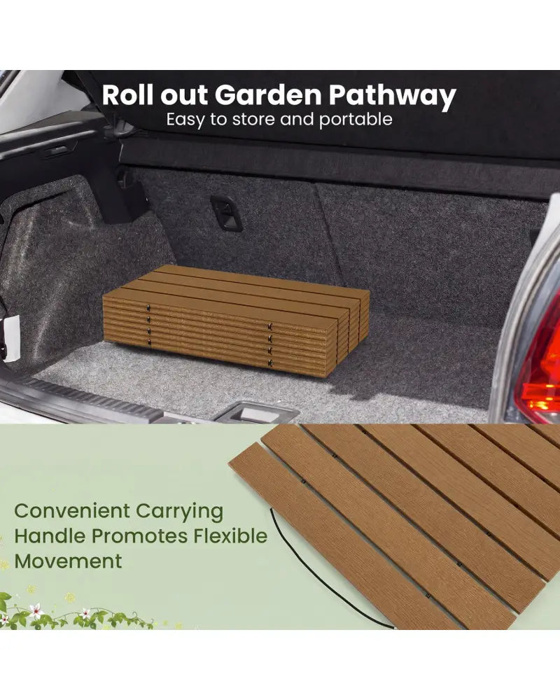 8 Feet Outdoor Pathway Straight Roll-Out Patio Boardwalk-Brown - Brown - Garden Pathways