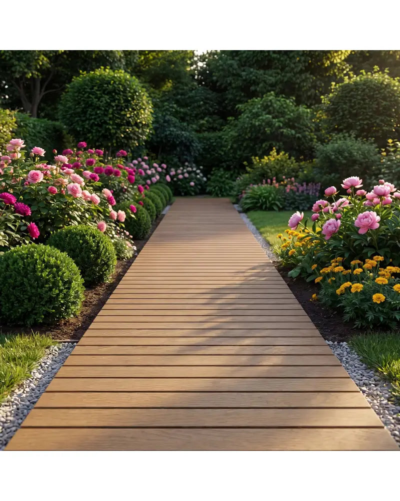 8 Feet Outdoor Pathway Straight Roll-Out Patio Boardwalk-Brown - Brown - Garden Pathways