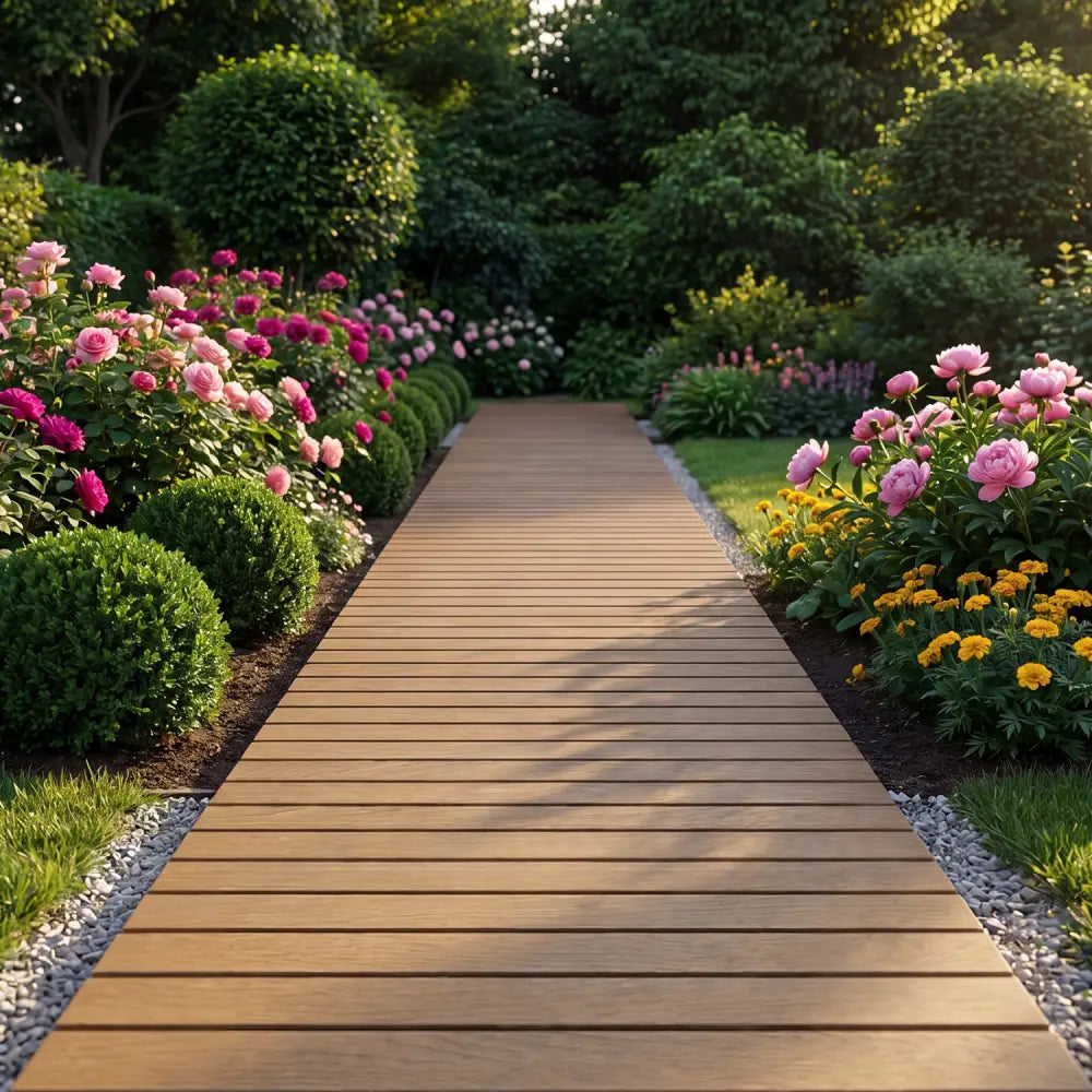 8 Feet Outdoor Pathway Straight Roll-Out Patio Boardwalk-Brown - Brown - Garden Pathways
