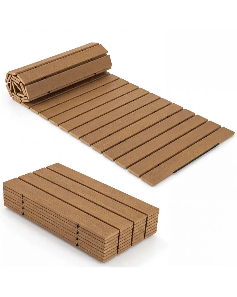 8 Feet Outdoor Pathway Straight Roll-Out Patio Boardwalk-Brown - Brown - Garden Pathways