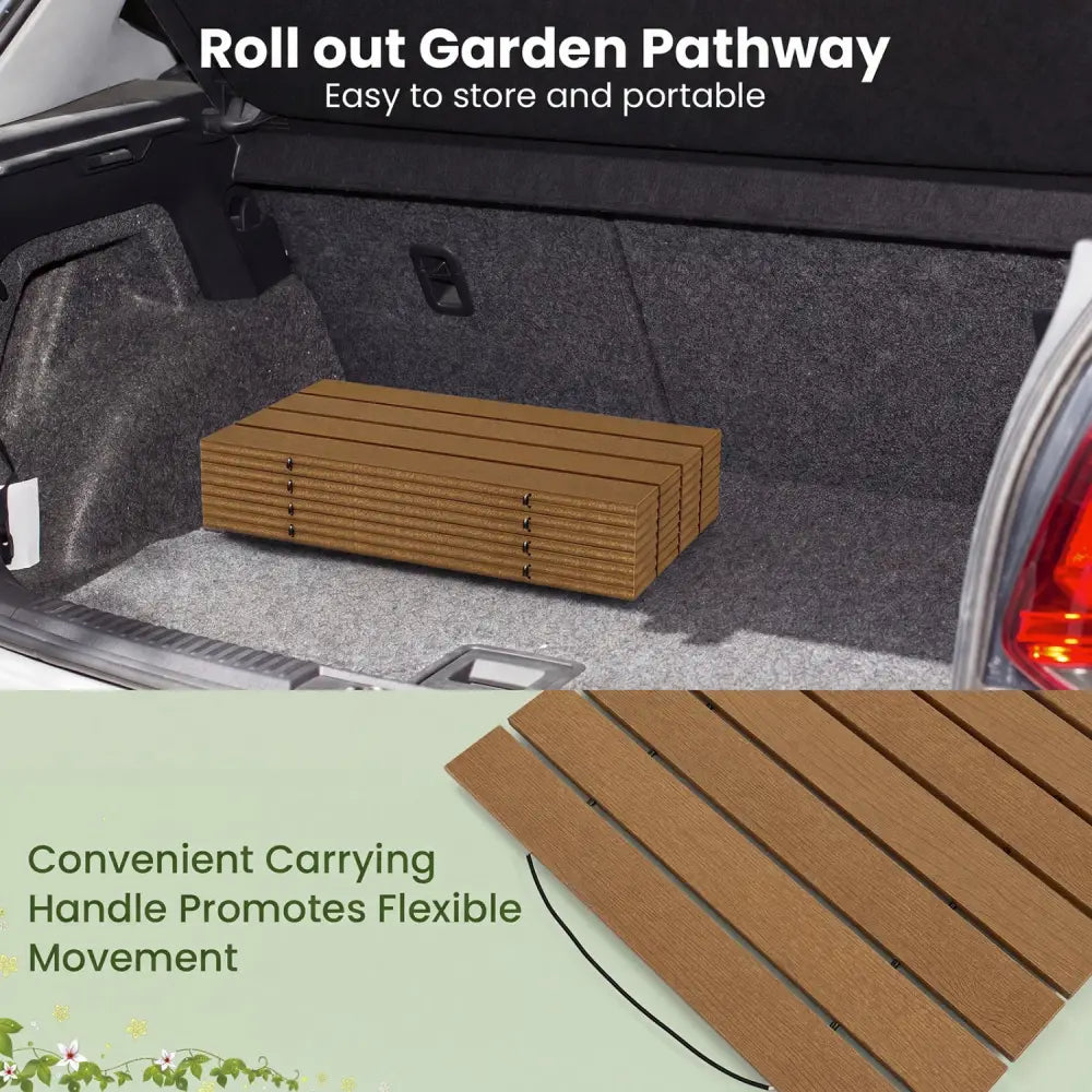 8 Feet Outdoor Pathway Straight Roll-Out Patio Boardwalk-Brown - Brown - Garden Pathways