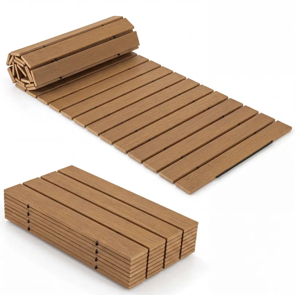 8 Feet Outdoor Pathway Straight Roll-Out Patio Boardwalk-Brown - Brown - Garden Pathways
