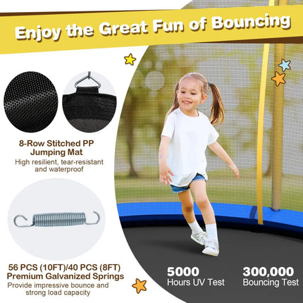 8 Feet Outdoor Unique Flower Shape Trampoline with Enclosure Net-Yellow - Yellow - Trampolines