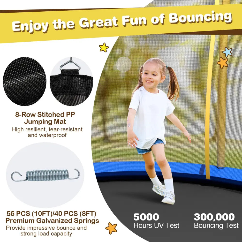 8 Feet Outdoor Unique Flower Shape Trampoline with Enclosure Net-Yellow - Yellow - Trampolines