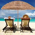 8 Feet Patio Thatched Tiki Umbrella Hawaiian Hula Beach Umbrella - Natural - Outdoor Umbrellas
