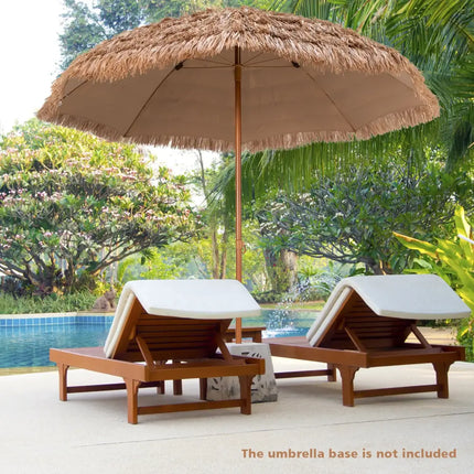 8 Feet Patio Thatched Tiki Umbrella Hawaiian Hula Beach Umbrella - Natural - Outdoor Umbrellas