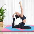8 Feet PU Leather Folding Gymnastics Mat with Hook and Loop Fasteners-Pink & Blue - Pink & Blue - Yoga & Gym Mats