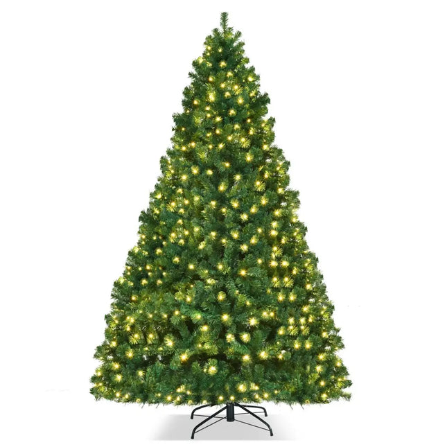 8 Feet PVC Artificial Christmas Tree with LED Lights-8 ft - Green - Christmas Tree