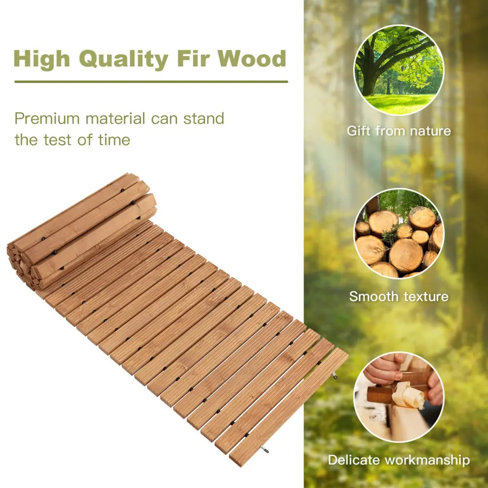 8 Feet Roll-out Weather-Resistant Patio Hardwood Pathway-22 Inch - Brown - Garden Pathways