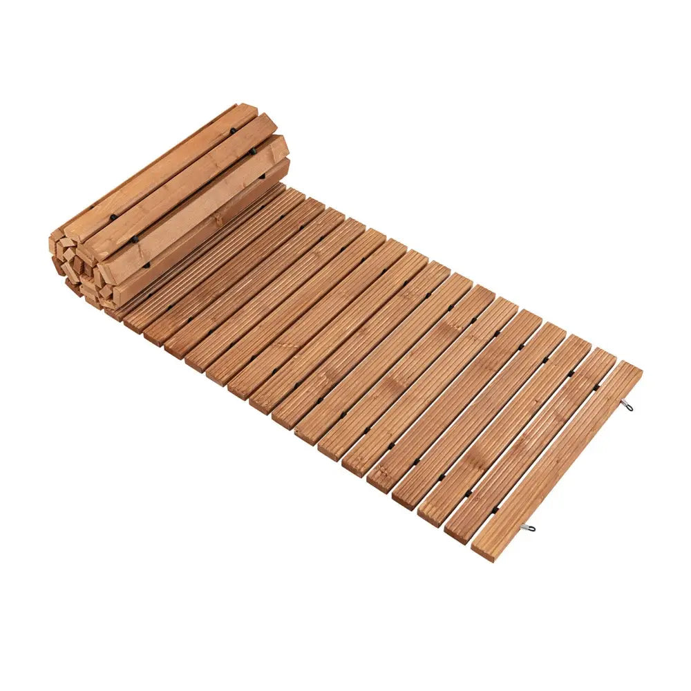 8 Feet Roll-out Weather-Resistant Patio Hardwood Pathway-22 Inch - Brown - Garden Pathways
