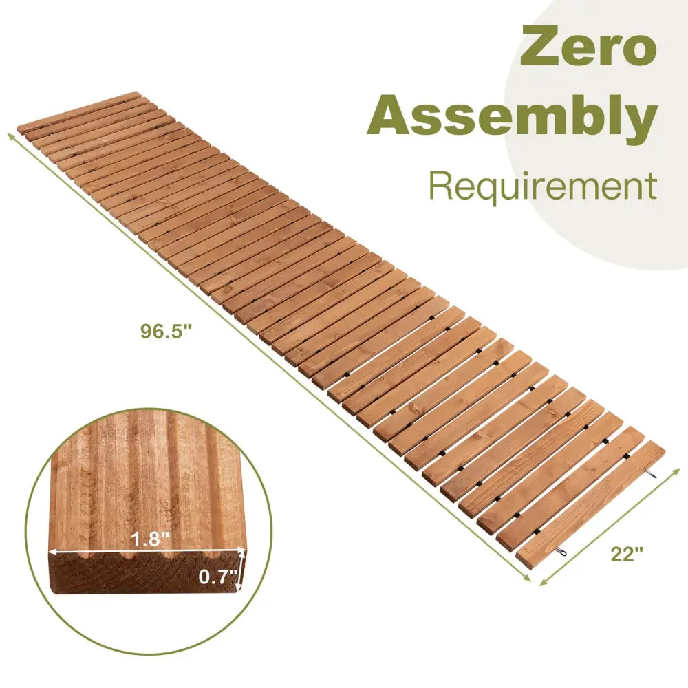 8 Feet Roll-out Weather-Resistant Patio Hardwood Pathway-22 Inch - Brown - Garden Pathways