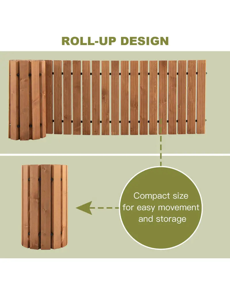 8 Feet Roll-out Weather-Resistant Patio Hardwood Pathway-22 Inch - Brown - Garden Pathways