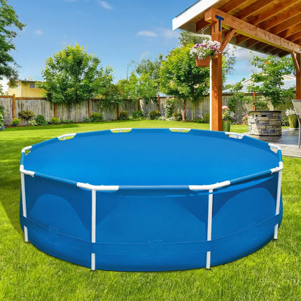 8 Feet Round Solar Pool Cover 12 Mil for In-Ground Above-Ground Swimming Pools - Blue - Swimming Pools