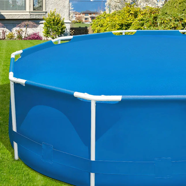 8 Feet Round Solar Pool Cover 12 Mil for In-Ground Above-Ground Swimming Pools - Blue - Swimming Pools