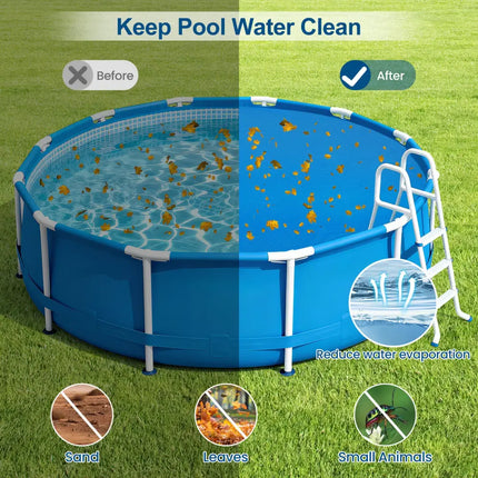 8 Feet Round Solar Pool Cover 12 Mil for In-Ground Above-Ground Swimming Pools - Blue - Swimming Pools