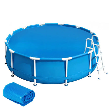 8 Feet Round Solar Pool Cover 12 Mil for In-Ground Above-Ground Swimming Pools - Blue - Swimming Pools