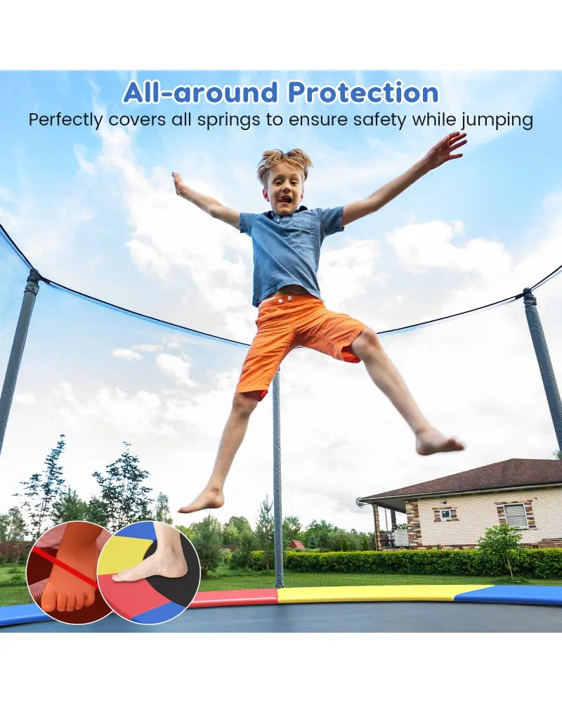 8 Feet Trampoline Pad Replacement Safety Pad with Fixing Straps (Multicolor) - Multicolor - Outdoor Play