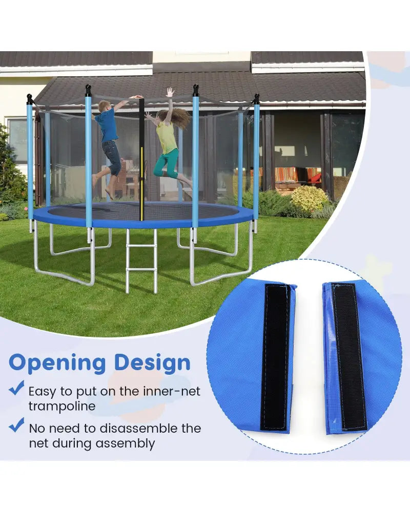 8 Feet Trampoline Pad Replacement Safety Pad with Fixing Straps (Blue) - Blue - Outdoor Play