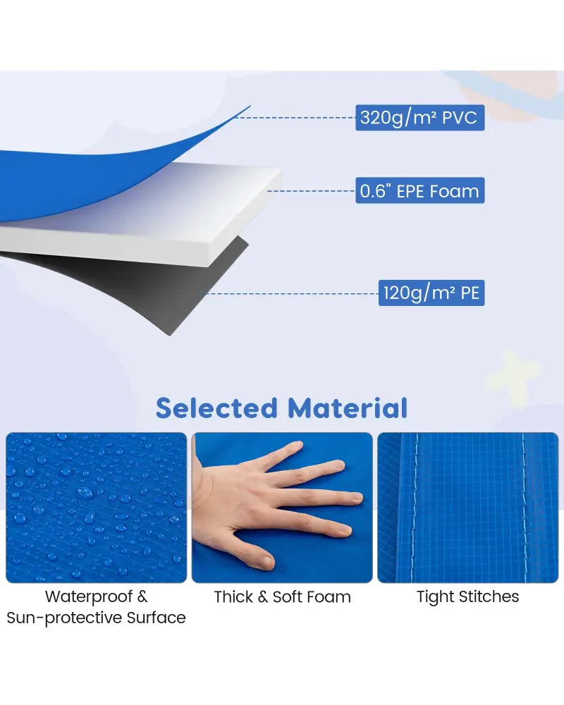 8 Feet Trampoline Pad Replacement Safety Pad with Fixing Straps (Blue) - Blue - Outdoor Play