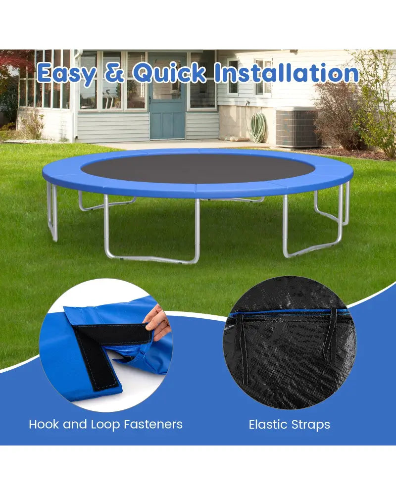 8 Feet Trampoline Pad Replacement Safety Pad with Fixing Straps (Blue) - Blue - Outdoor Play