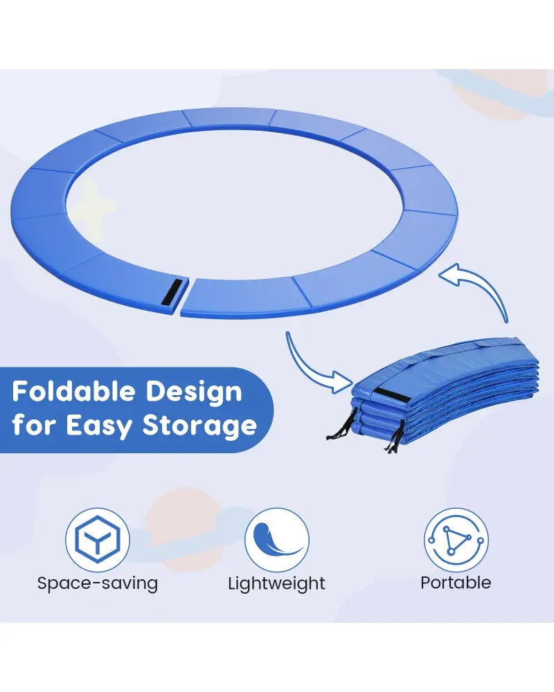 8 Feet Trampoline Pad Replacement Safety Pad with Fixing Straps (Blue) - Blue - Outdoor Play