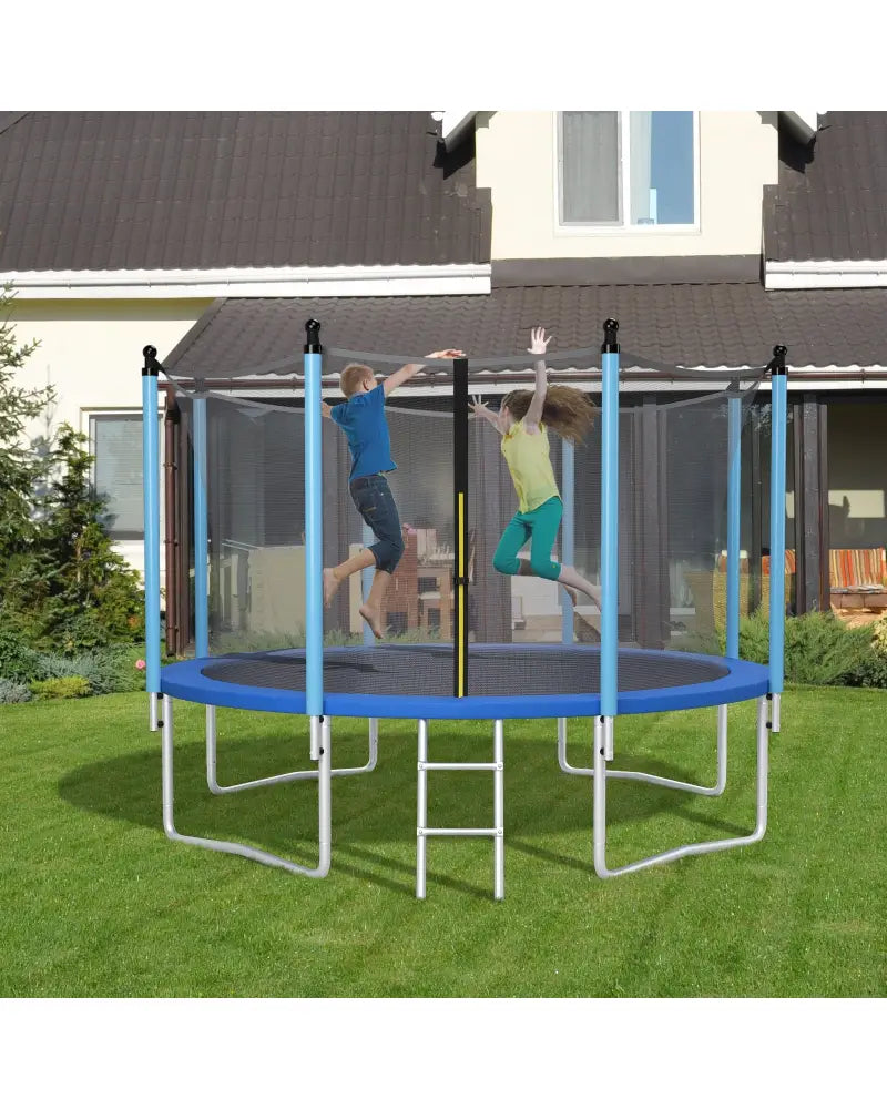 8 Feet Trampoline Pad Replacement Safety Pad with Fixing Straps (Blue) - Blue - Outdoor Play