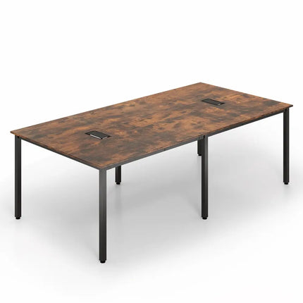 8 FT Conference Room Table Large Meeting Table Seats up to 10 People-Rustic Brown - Rustic Brown - Standing Desks