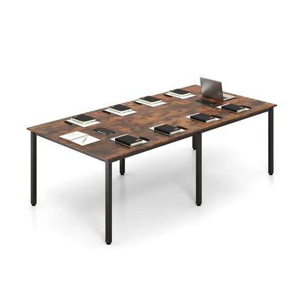 8 FT Conference Room Table Large Meeting Table Seats up to 10 People-Rustic Brown - Rustic Brown - Standing Desks
