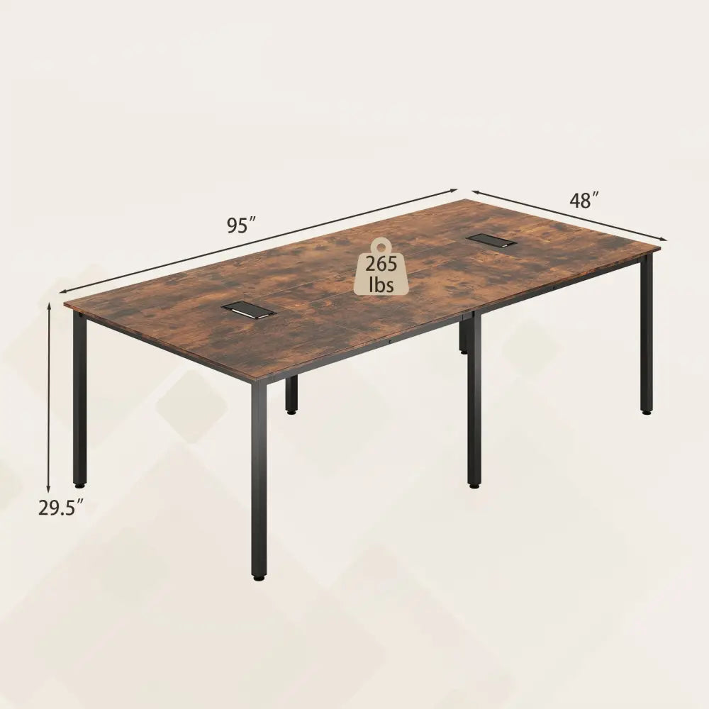 8 FT Conference Room Table Large Meeting Table Seats up to 10 People-Rustic Brown - Rustic Brown - Standing Desks