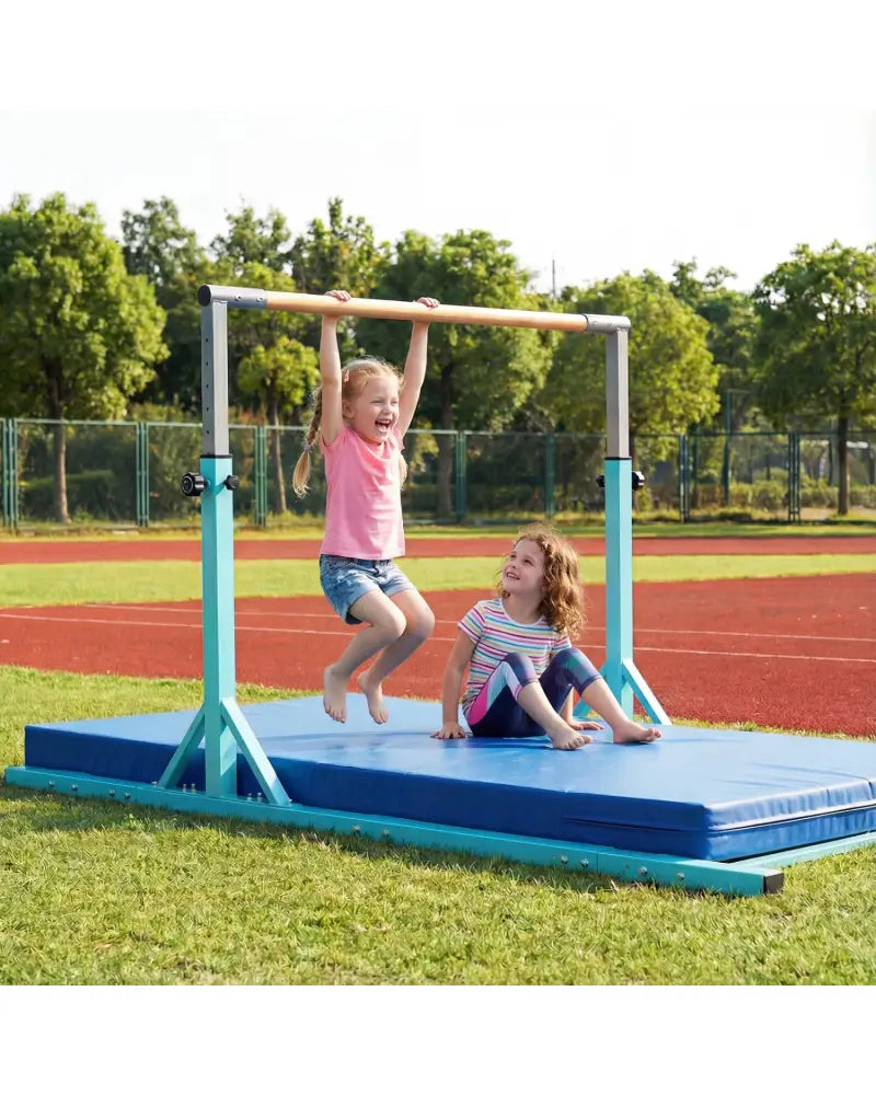 8 FT Double Horizontal Bars with 13-Level Adjustable Heights-Green - Green - Yoga Accessories