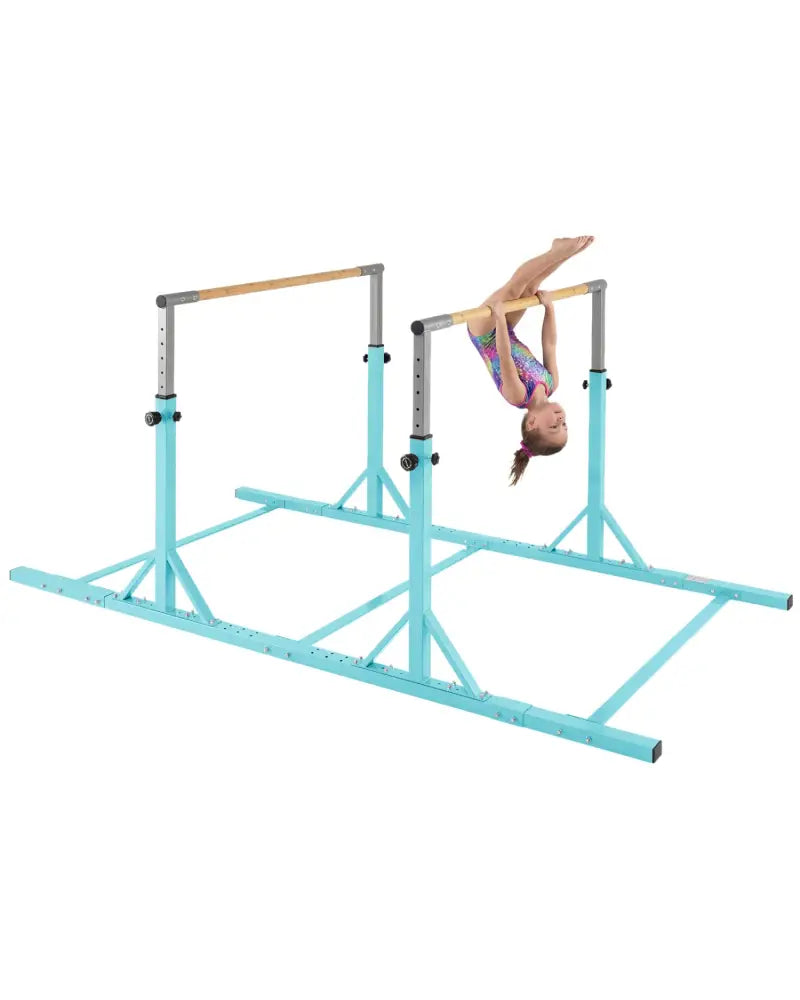 8 FT Double Horizontal Bars with 13-Level Adjustable Heights-Green - Green - Yoga Accessories