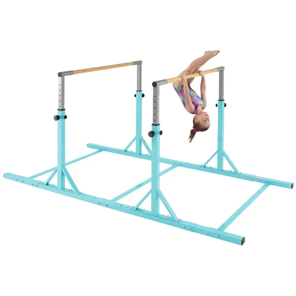 8 FT Double Horizontal Bars with 13-Level Adjustable Heights-Green - Green - Yoga Accessories