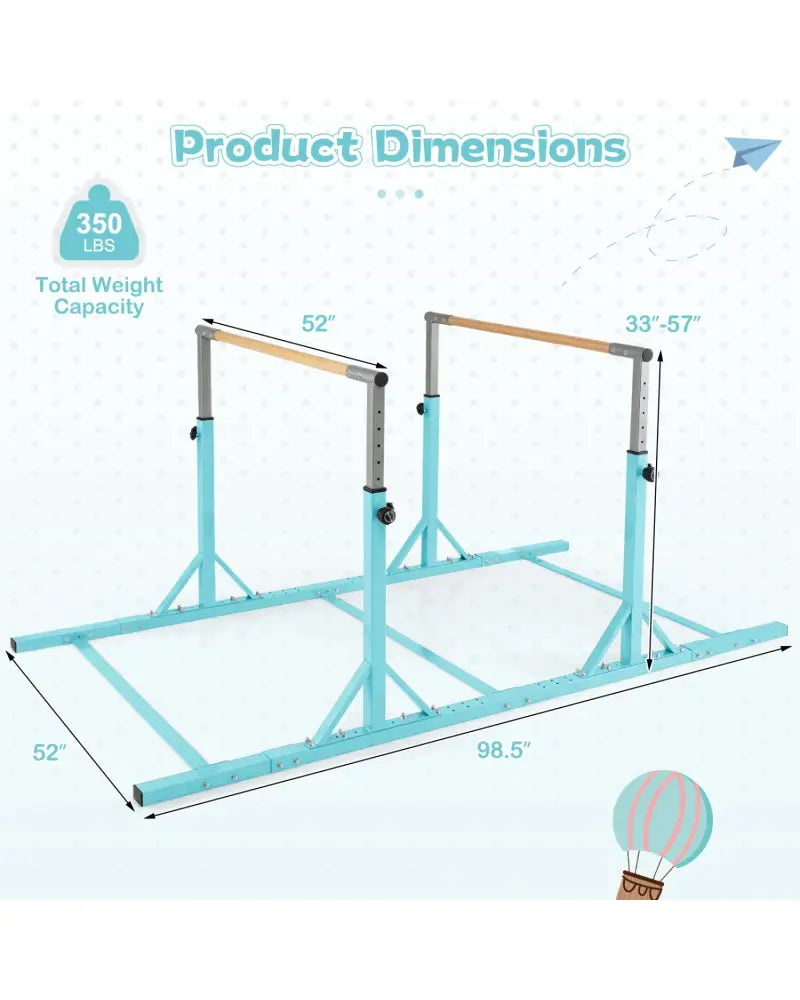 8 FT Double Horizontal Bars with 13-Level Adjustable Heights-Green - Green - Yoga Accessories