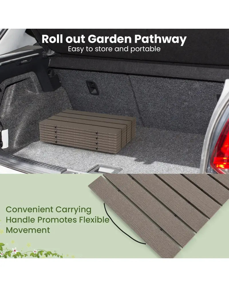 8 Ft Outdoor Garden Pathway Patio Roll Out Straight Walkways with Metal Wire Connection-S - Gray - Garden Pathways