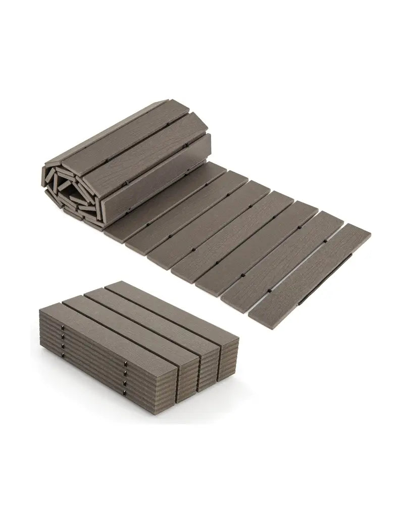8 Ft Outdoor Garden Pathway Patio Roll Out Straight Walkways with Metal Wire Connection-S - Gray - Garden Pathways