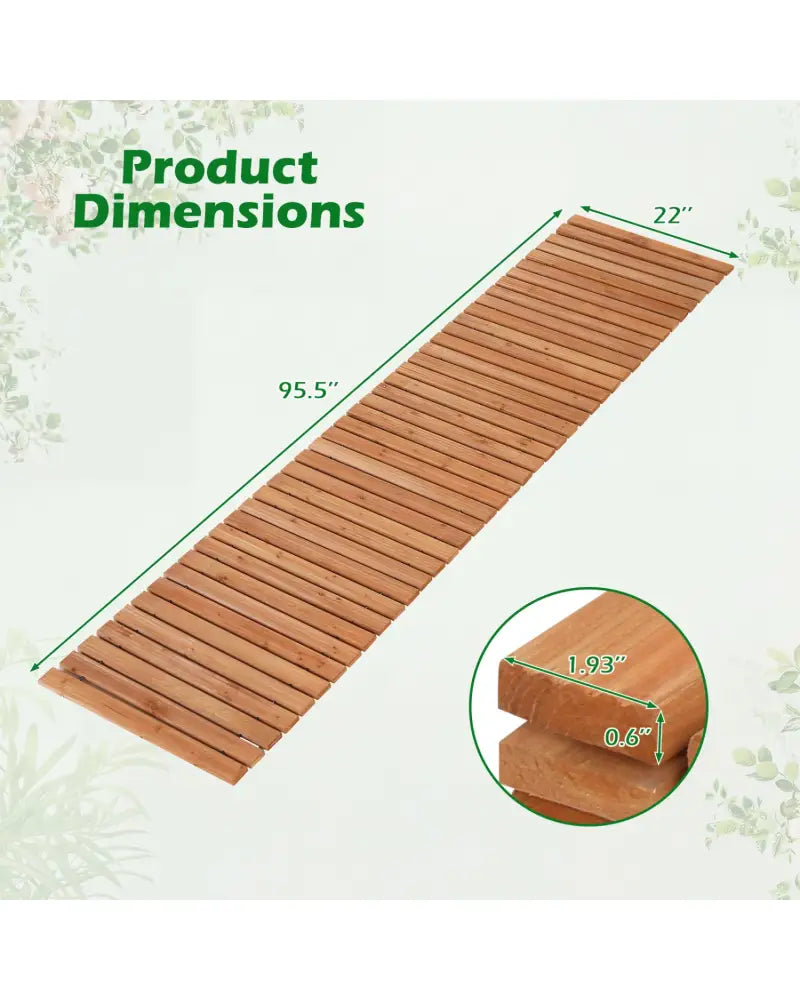 8 FT Wooden Garden Pathway with Non-Slip Surface for Patio-Natural - Natural - Garden Pathways