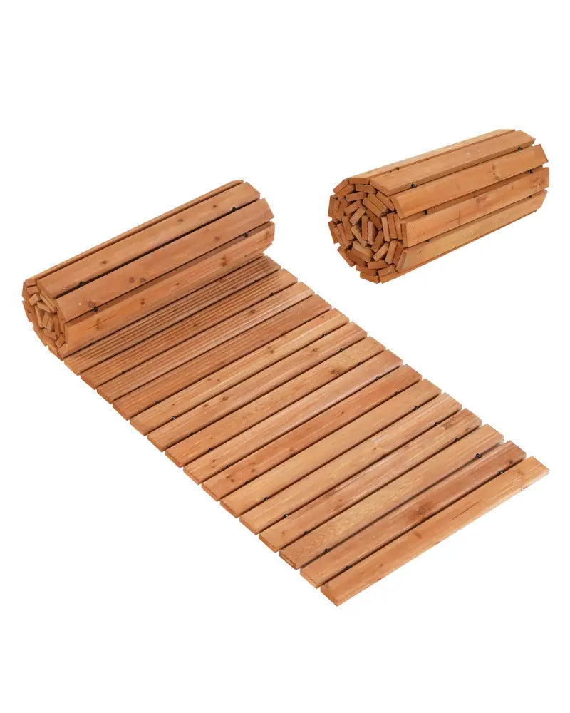 8 FT Wooden Garden Pathway with Non-Slip Surface for Patio-Natural - Natural - Garden Pathways