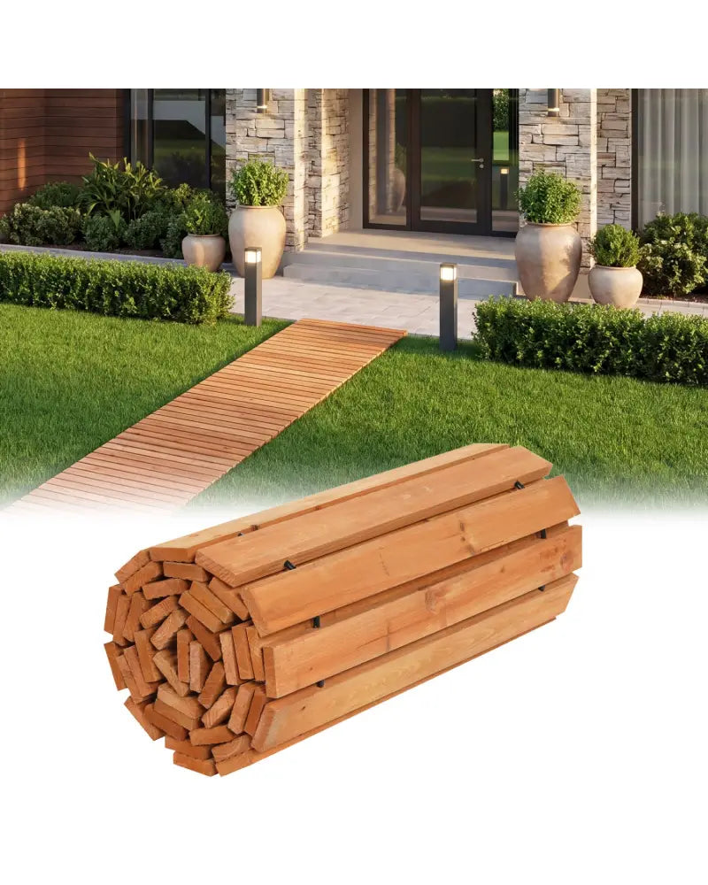 8 FT Wooden Garden Pathway with Non-Slip Surface for Patio-Natural - Natural - Garden Pathways