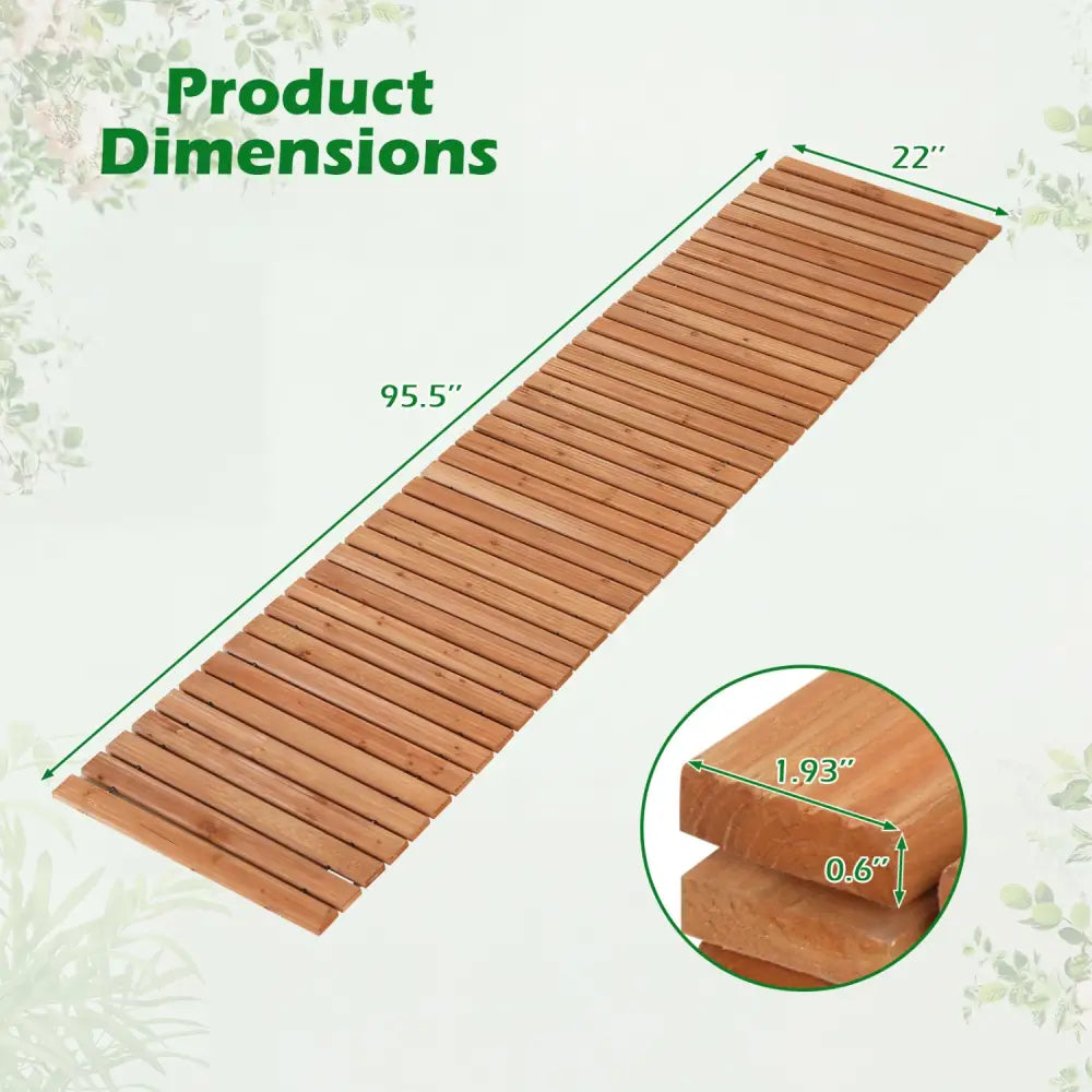 8 FT Wooden Garden Pathway with Non-Slip Surface for Patio-Natural - Natural - Garden Pathways