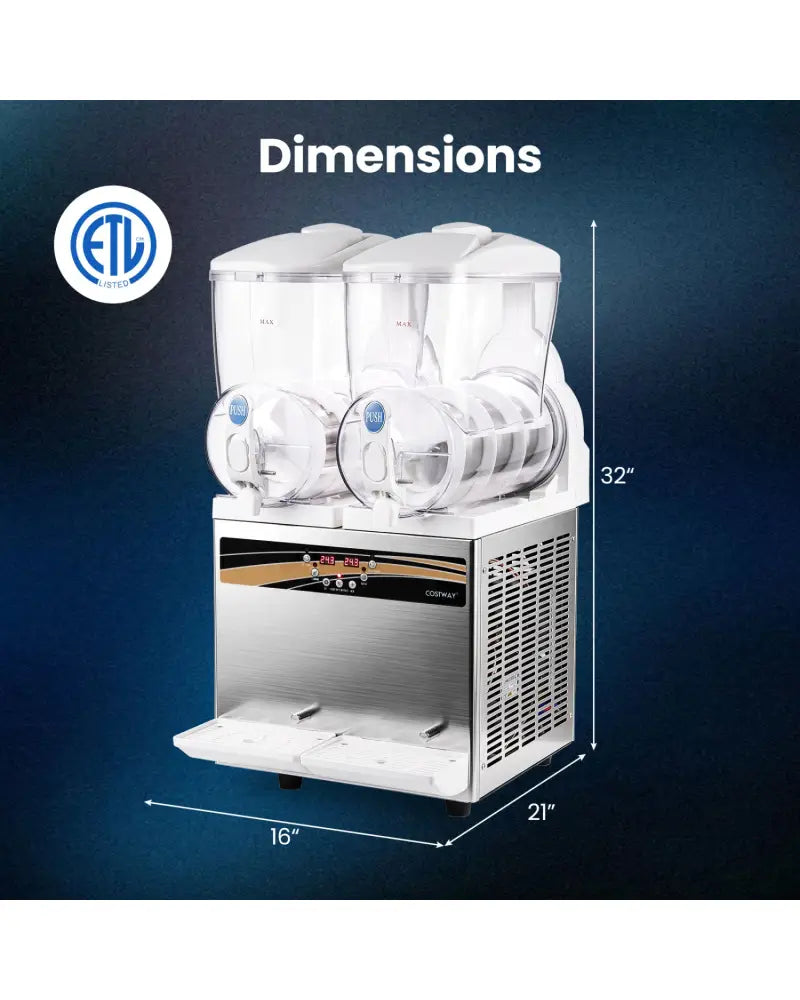 8 Gal Commercial Slushie Machine with LED Lights-Silver - Silver - Slushie Machine