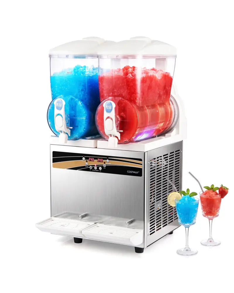 8 Gal Commercial Slushie Machine with LED Lights-Silver - Silver - Slushie Machine