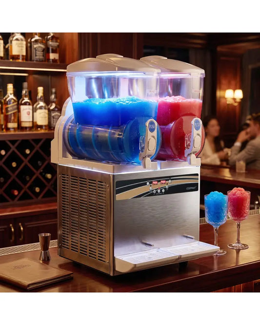 8 Gal Commercial Slushie Machine with LED Lights-Silver - Silver - Ice Crushers & Shavers