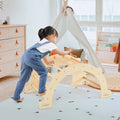 8 in 1 Climbing Arch Sensory Table with Collapsible Storage Bin for Kids-Natural - Natural - Climbers & Slides