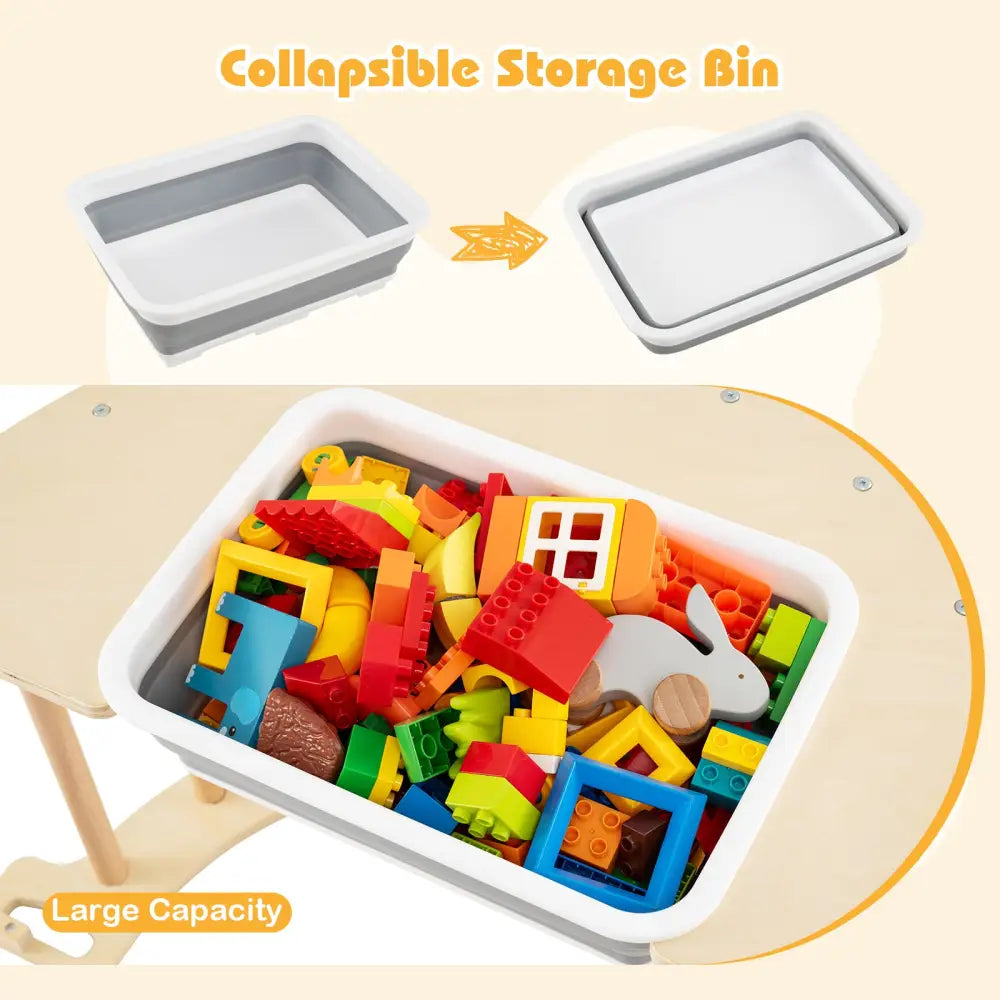 8 in 1 Climbing Arch Sensory Table with Collapsible Storage Bin for Kids-Natural - Natural - Climbers & Slides