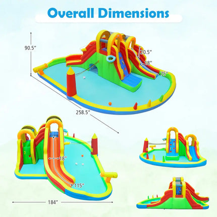 8-in-1 Giant Bounce House with 2 Long Slides for Yard Party with 750W Blower - Multicolor - Bounce House