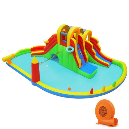 8-in-1 Giant Bounce House with 2 Long Slides for Yard Party with 750W Blower - Multicolor - Bounce House