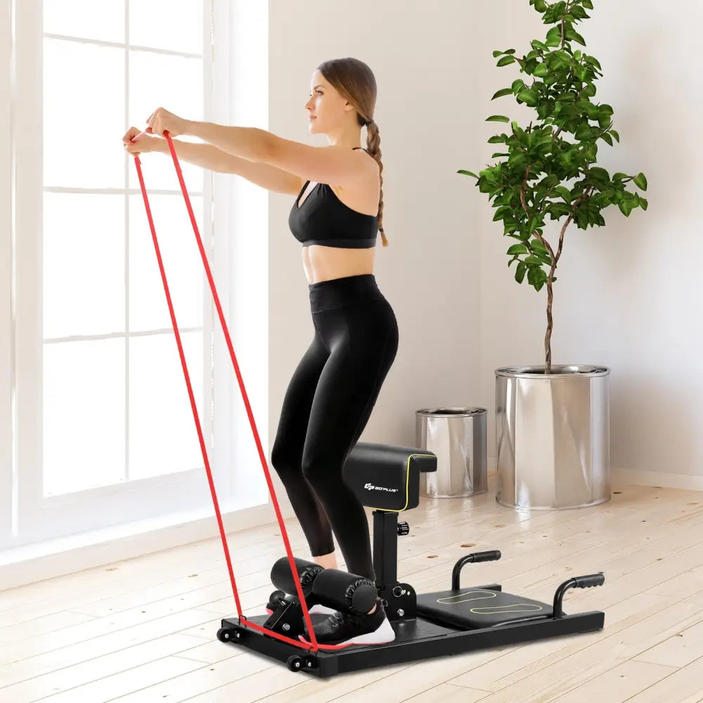 8-in-1 Home Gym Multifunction Squat Fitness Machine - Black - Benches Racks & Bars